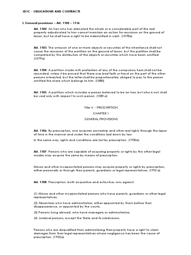 ObliCon Week1 PDF Adverse Possession Statute Of Limitations