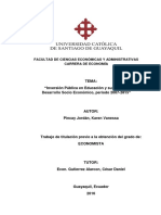 Inversión Pública en Educación y Su Impacto en El Desarrollo Socio Económico PDF