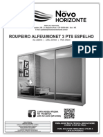 Roupeiro Alfeu Monet 3 Pts Espelho f4 Novo Horizonte Ecommerce