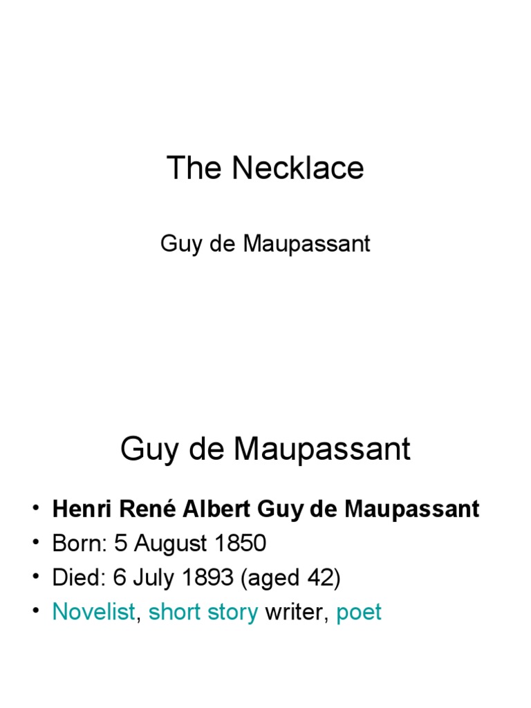 The Necklace: Guy de Maupassant | PDF