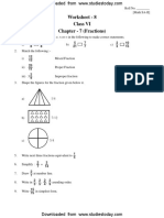 Class VI Math SA-II Worksheet on Fractions