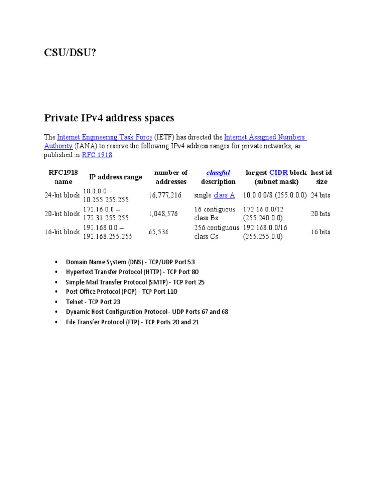 Private IPv4 Address Ranges Explained | PDF