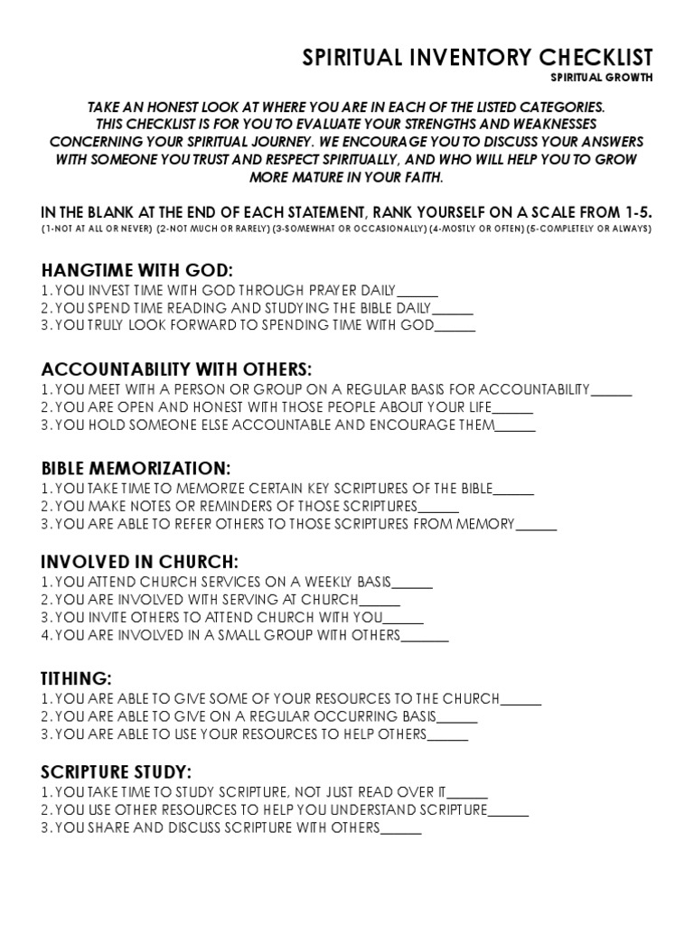 Spiritualinventorychecklist | PDF