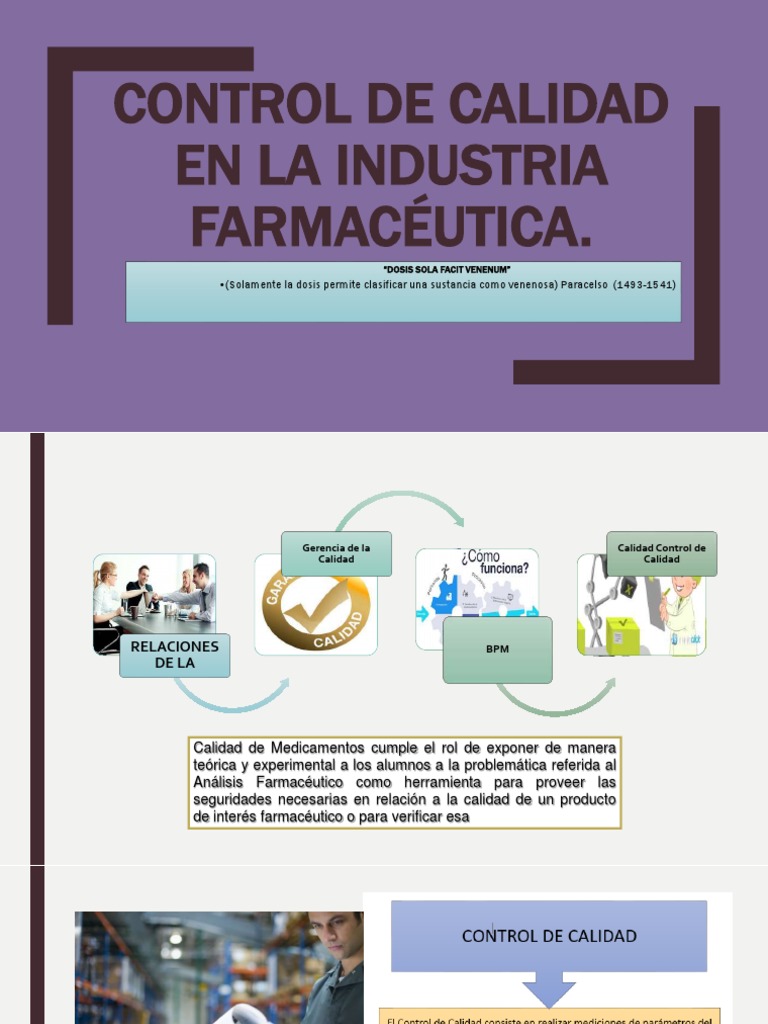 Control de Calidad en la Industria Farmacéutica | PDF | Calidad ...