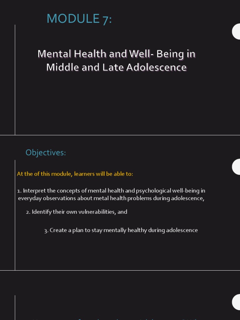 Module 7 - Mental Health | PDF | Mental Disorder | Mental Health