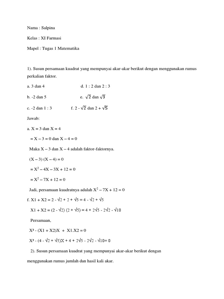 Tugas 1 Matematika