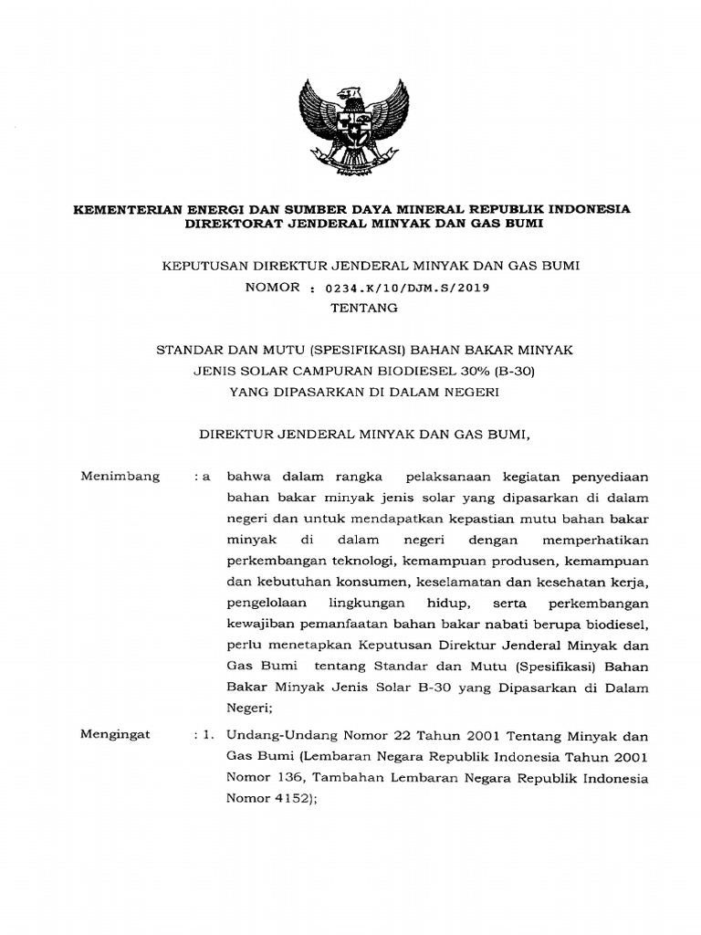 2019 Spesifikasi Solar B30 PDF | PDF