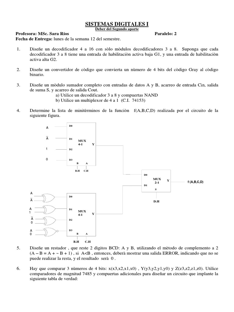 Deber 1 Del Segundo Aporte V2 Decimal Codificado En Binario Vhdl