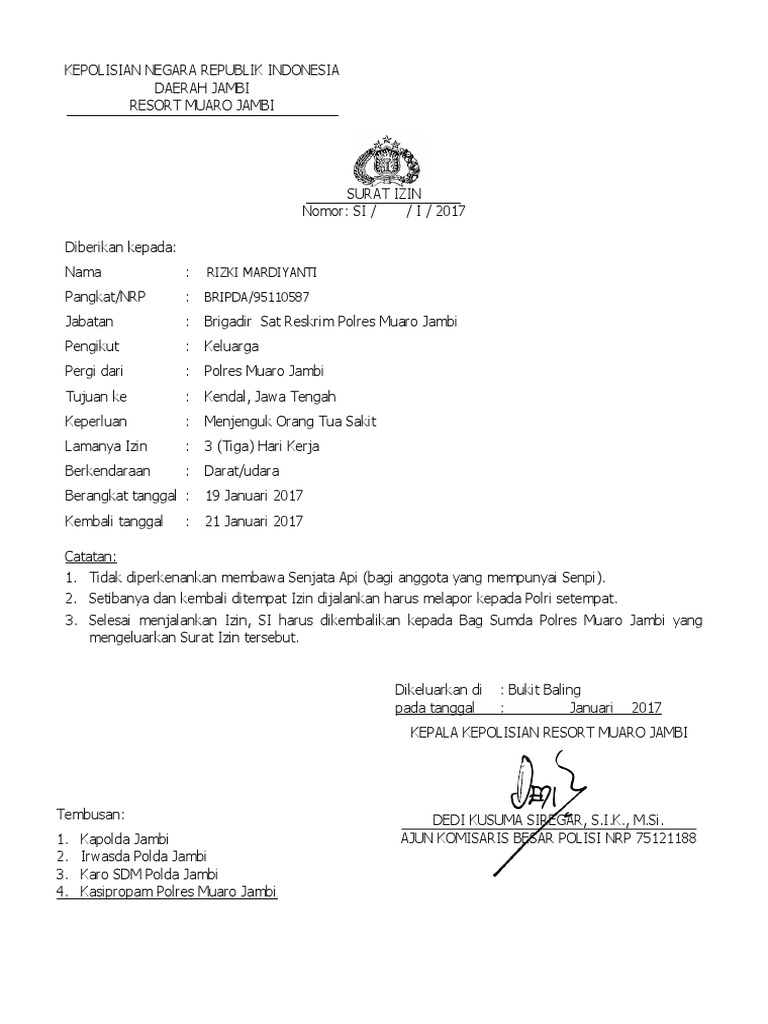 Surat Jalan Izin Cuti