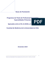 Concurso Especialidades Primarias Facultad Medicina U. Chile, Egresados 2018-2019