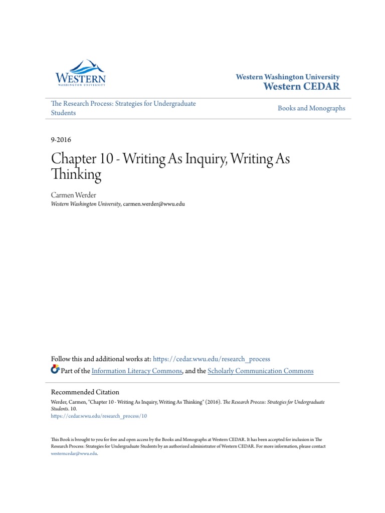Writing as Inquiry & Thinking Guide | PDF | Question | Understanding