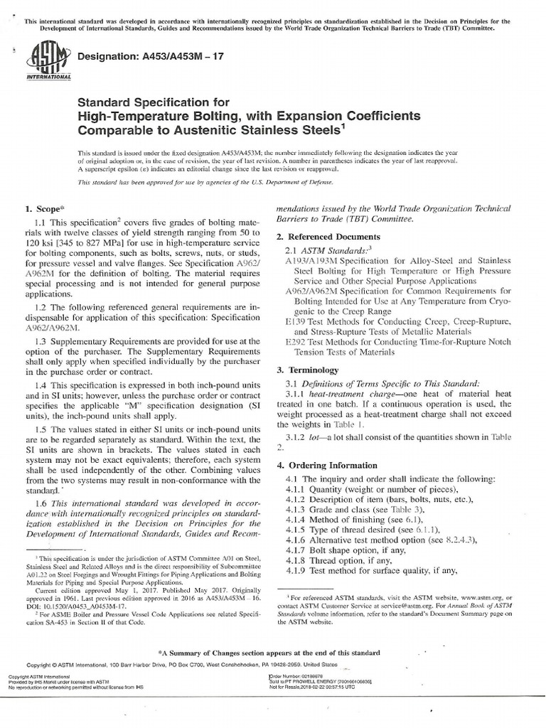 A453-A453-17 - Standard Specification For High-Temperature Bolting PDF ...