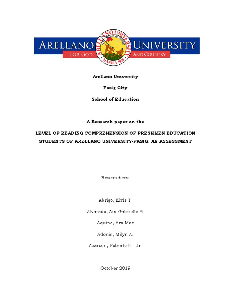Level of reading comprehension pdf reading comprehension 