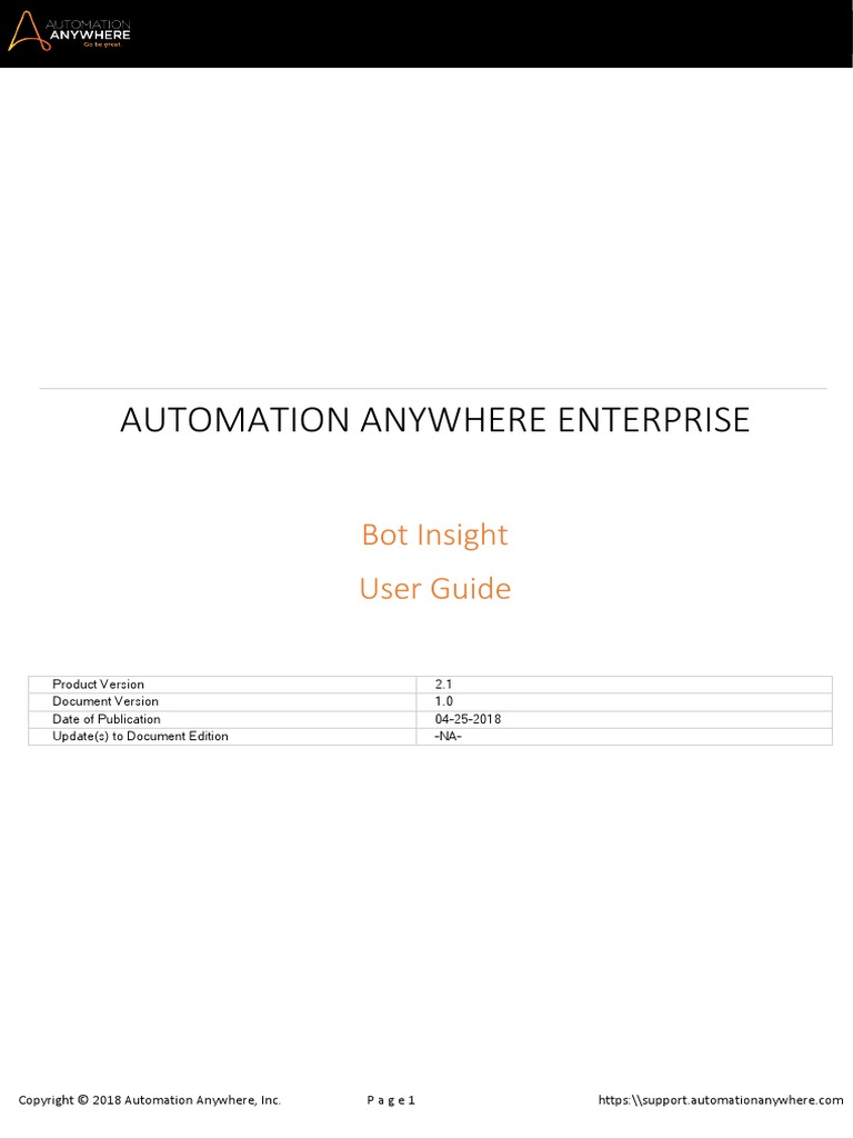 AA Bot Insight v2.1 User Guide | PDF | Analytics | Data Analysis