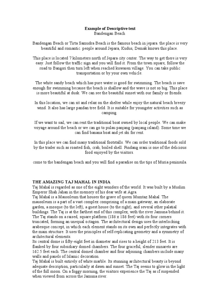 Contoh Soal Descriptive Text About Place Contoh Soal Terbaru