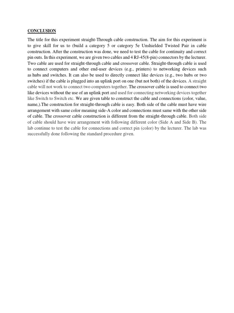 Conclusion Lab 1 | PDF