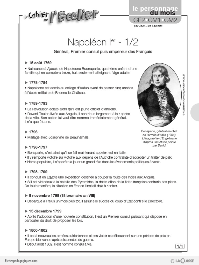 Napoléon 1er Evaluation Histoire Cm2 Le Consulat Et L Empire Fiche Pédagogique - Napoléon 1er | PDF | Franc français | Napoléon