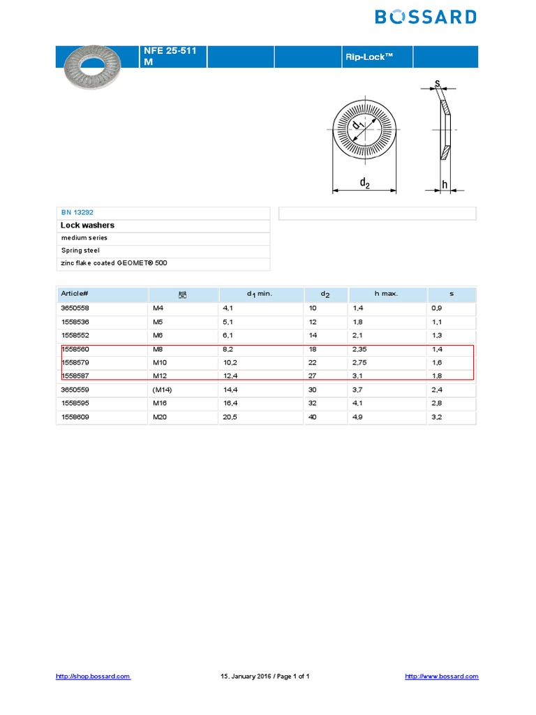 BN 13292 RIP LOCK Washers PDF
