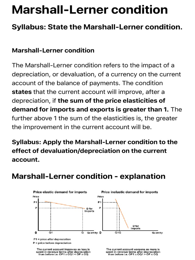 Marshall Lerner Condition Ib Economics