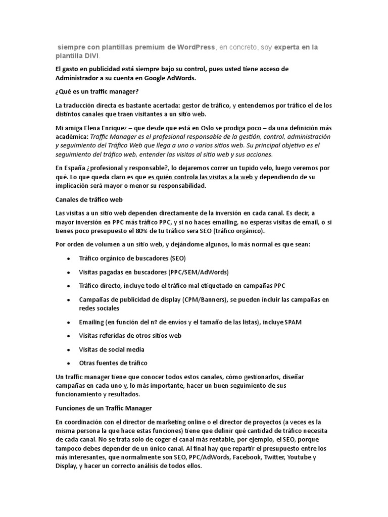 Wordpress 2020 Master En Paginas Web Y Trafico Traffic Manager - Odt | PDF | Marketing de motores de búsqueda |  Posicionamiento en buscadores