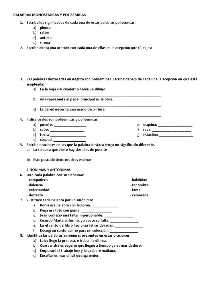 Ejercicios de Lengua 1 Eso PDF Lingüística Idiomas