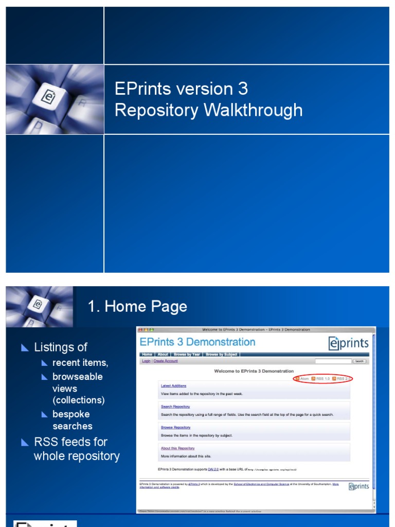 Eprints Version 3 Repository Walkthrough | PDF | Metadata | World Wide Web