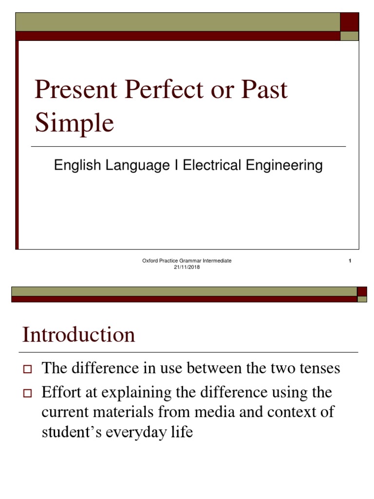 Present Perfect vs Past Simple Guide | PDF | Perfect (Grammar ...