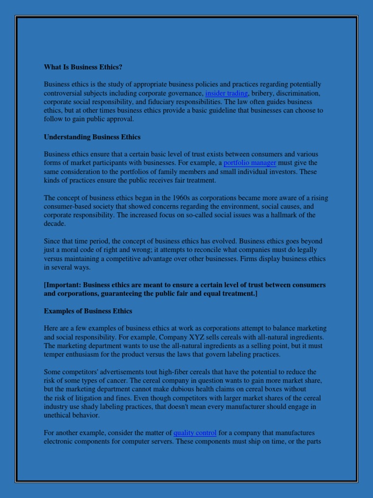 Business Ethics Pdf Business Ethics Marketing