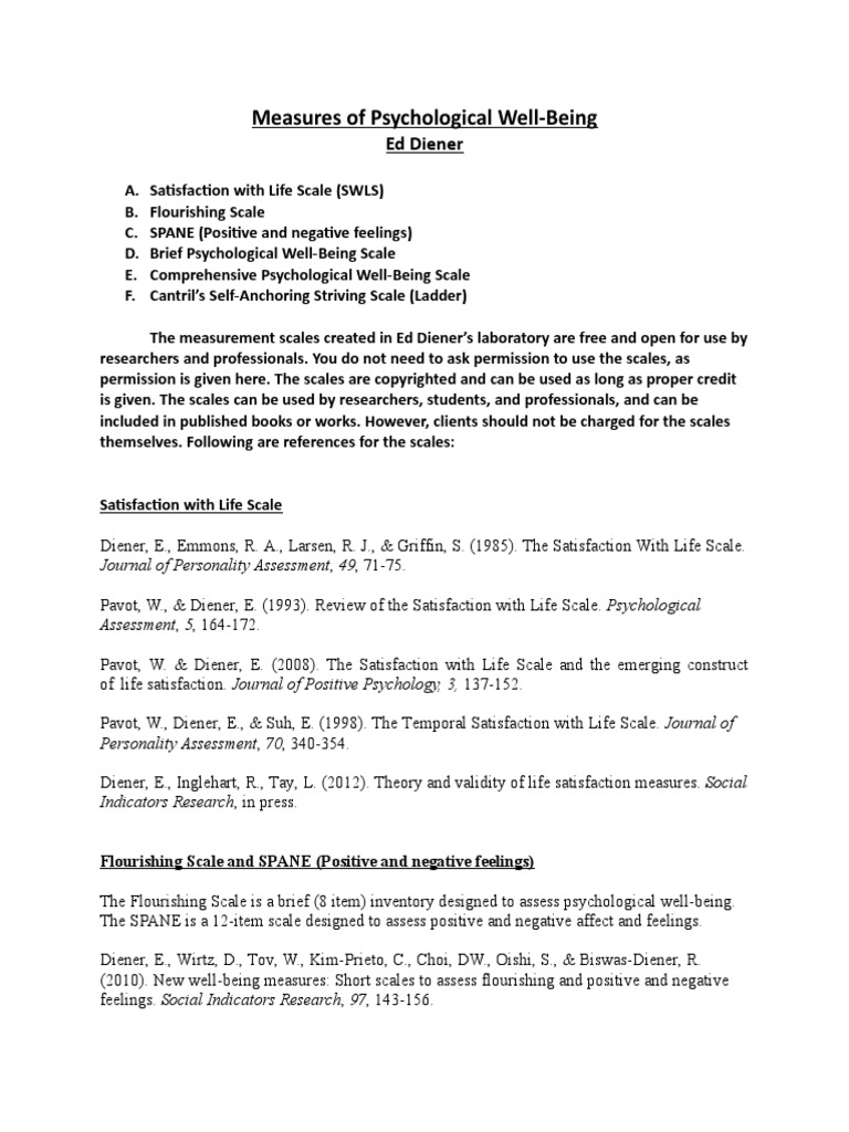 Wellbeing Scale | PDF | Well Being | Goal