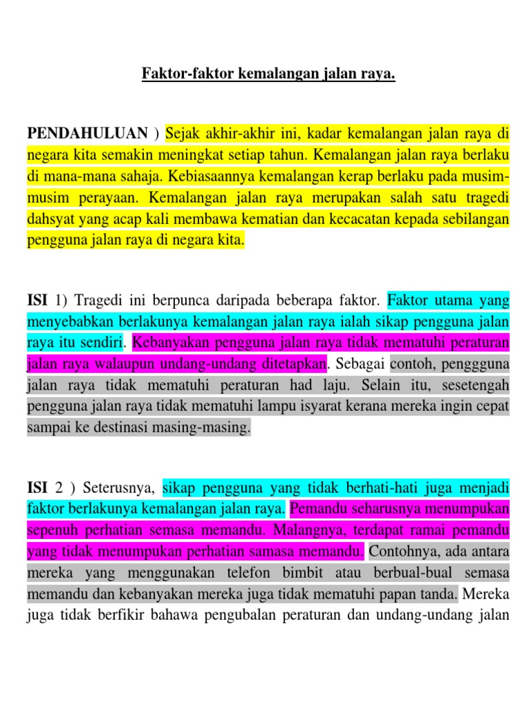 Faktor Faktor Kemalangan Jalan Raya Pdf
