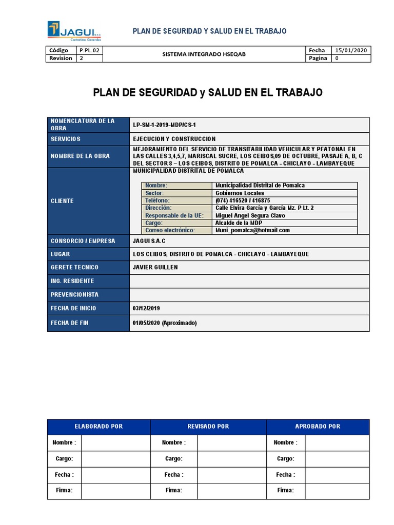 Plan de Seguridad y Salud Laboral HSEQAB | PDF | Derecho laboral ...