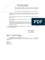 Affidavit of Ownership of Parcel of Land