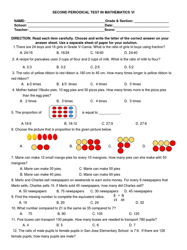 Grade 6 Math Second Periodical Test | PDF | Exponentiation | Multiplication