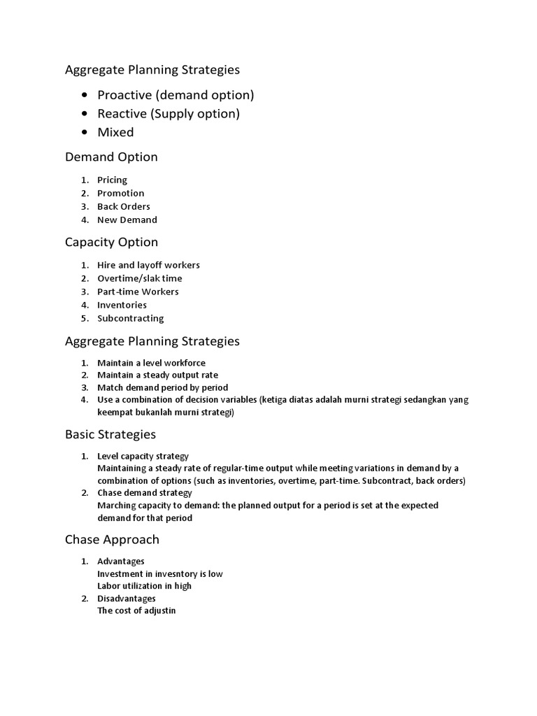 Aggregate Planning Strategies Pdf Inventory Economies
