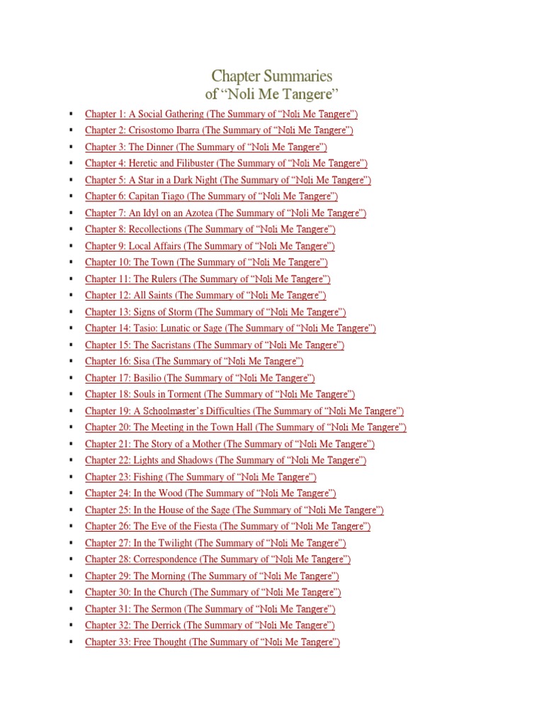Noli Me Tangere Chapter Summaries | PDF | Debut Novels | Debut Books