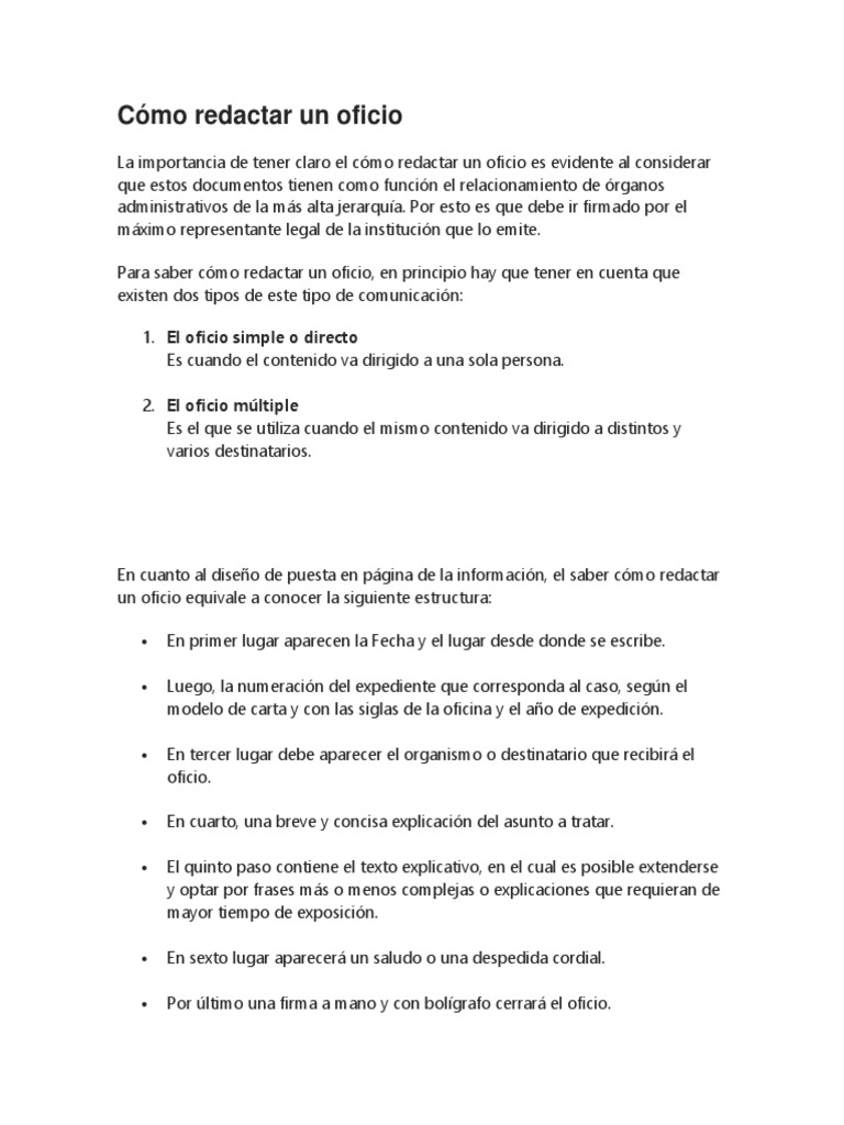 Cómo Redactar Un Oficio
