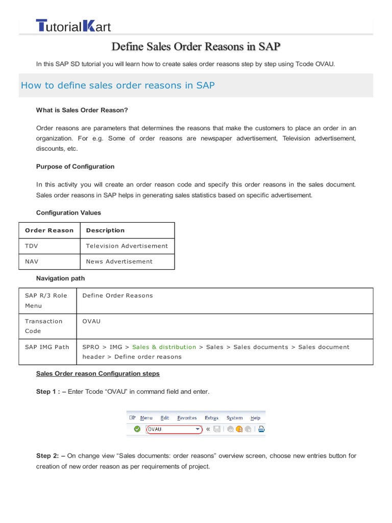 Define Sales Order Reasons In Sap Pdf Pricing Credit scribd
