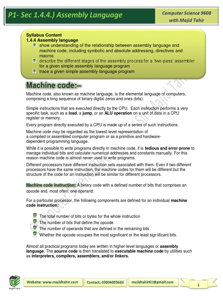 Assembly Language Basics and Examples | PDF | Assembly Language ...