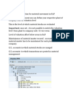 Account Determination For Material Movement