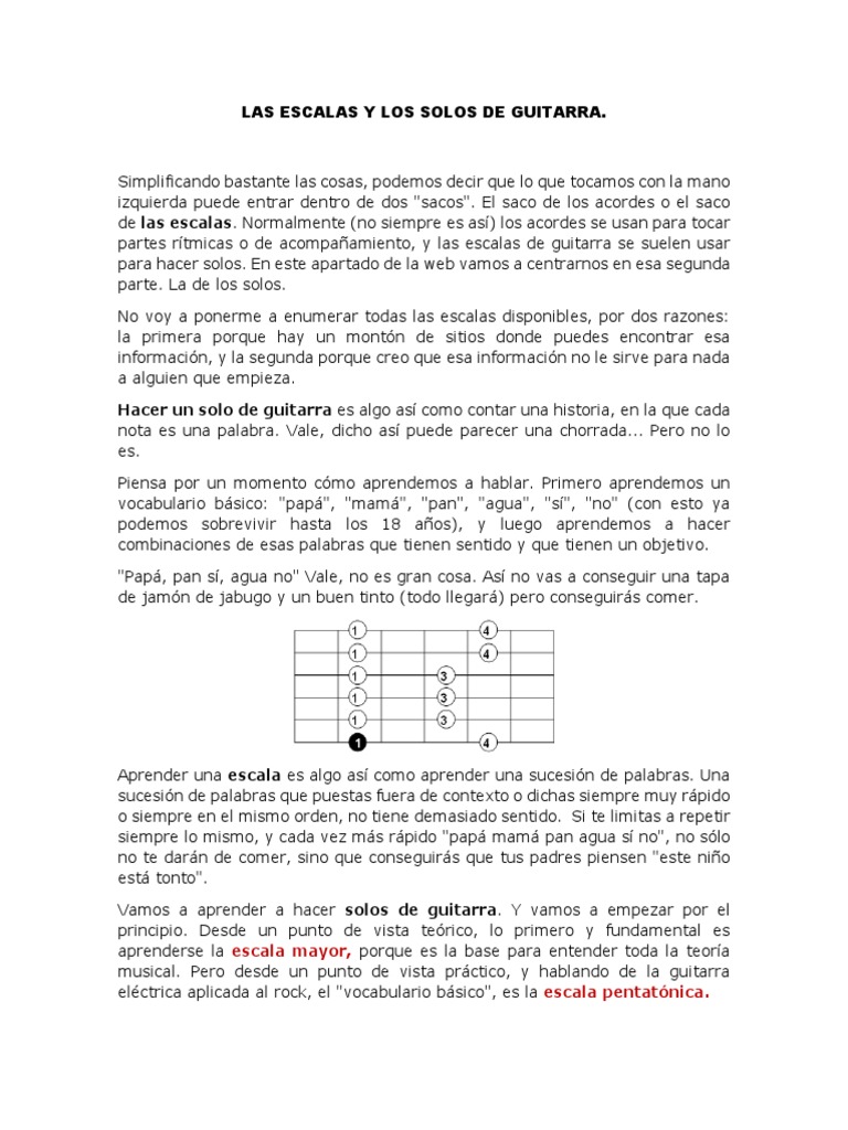 Escalas y Solos en Guitarra Eléctrica | PDF | Escala (música) | Acorde ...