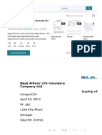 Appointment Letter Format For Bajaj Allianz - Employment - Salary