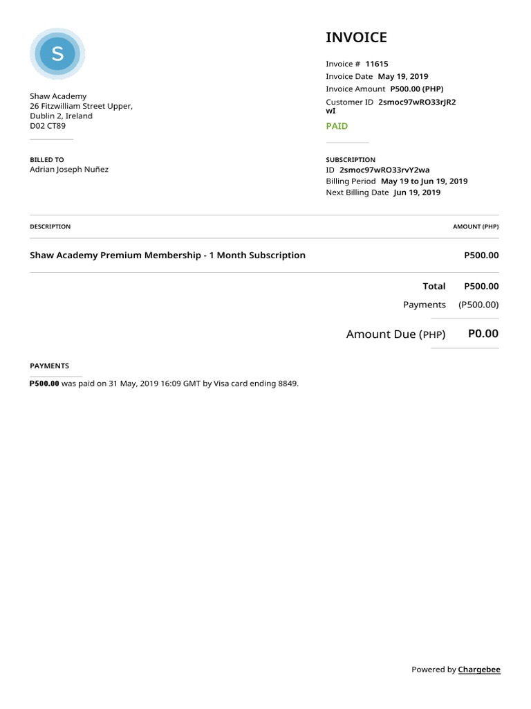 Shaw Academy Invoice #11615 Details | PDF | Business Documents | Accounting