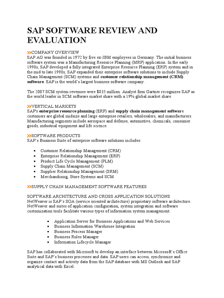 SAP SCM Software Review and Evaluation | PDF | Enterprise Resource ...