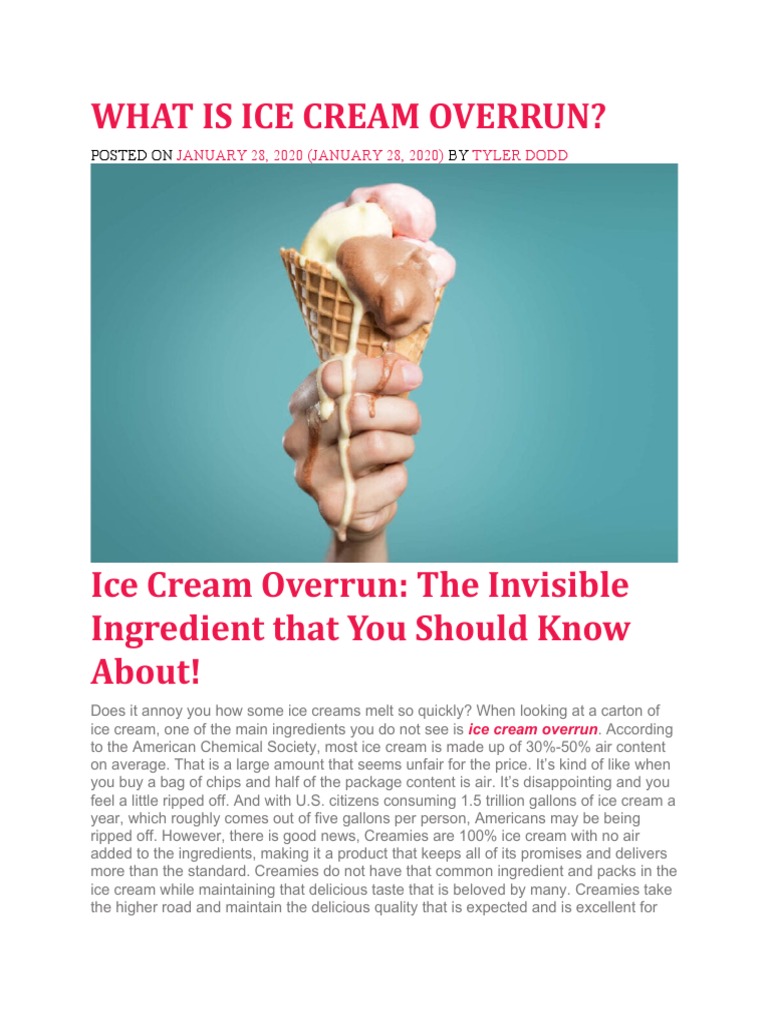 What Is Ice Cream Overrun PDF Ice Cream Ice
