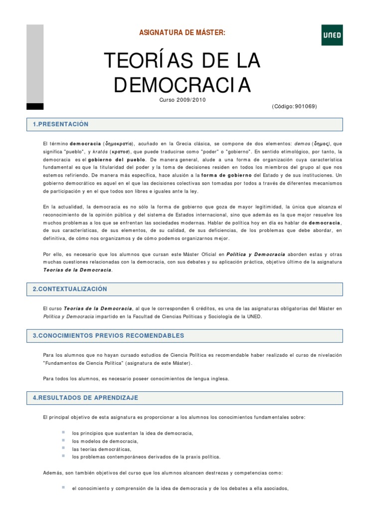 Teorías de La Democracia | PDF | Democracia | Ideologías políticas