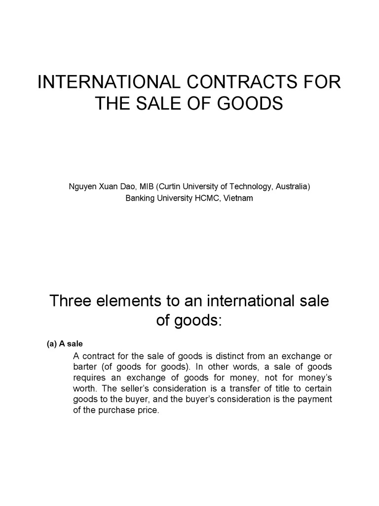 International Contract for Sale of Goods (PDF) Good (Economics)