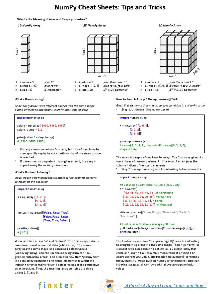 11 Numpy Cheat Sheet | PDF | Array Data Structure | Boolean Data Type