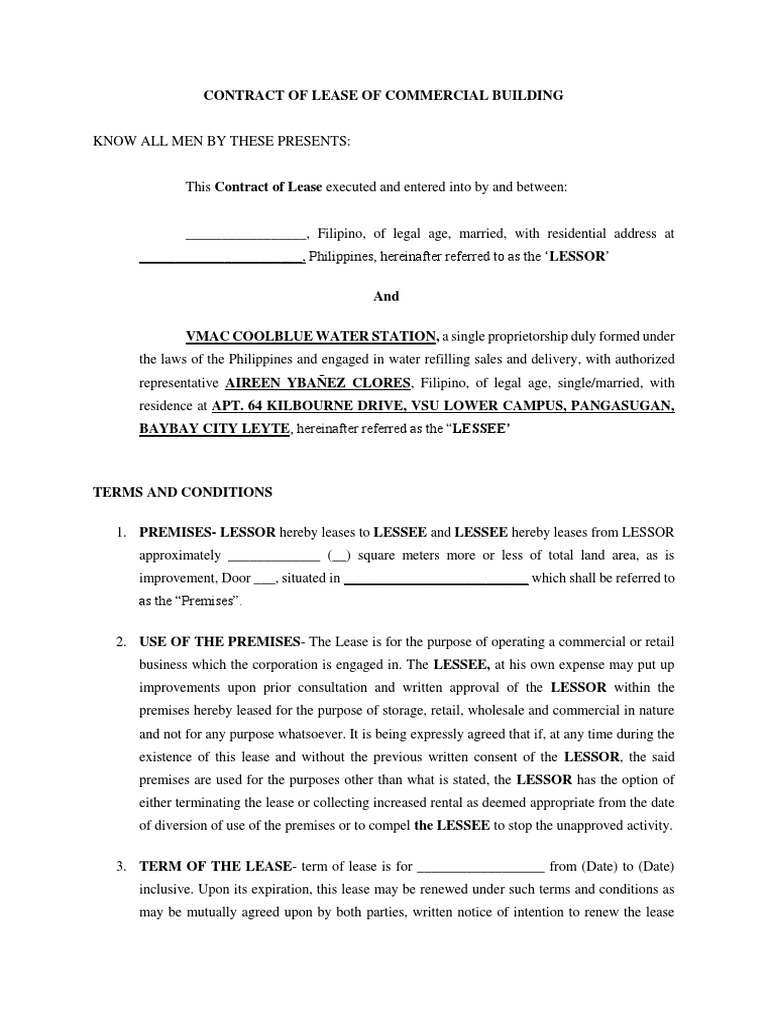 Commercial Building Lease Agreement | PDF | Lease | Real Property Law