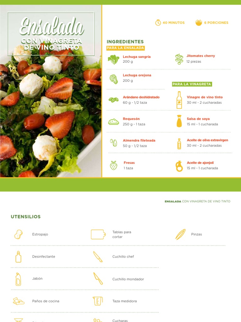 Ensalada Verde Con Vinagreta de Vino Tinto v2 | PDF | Vinagreta | ensalada