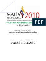 Press Release - 1st East Asia Agri Business 2010